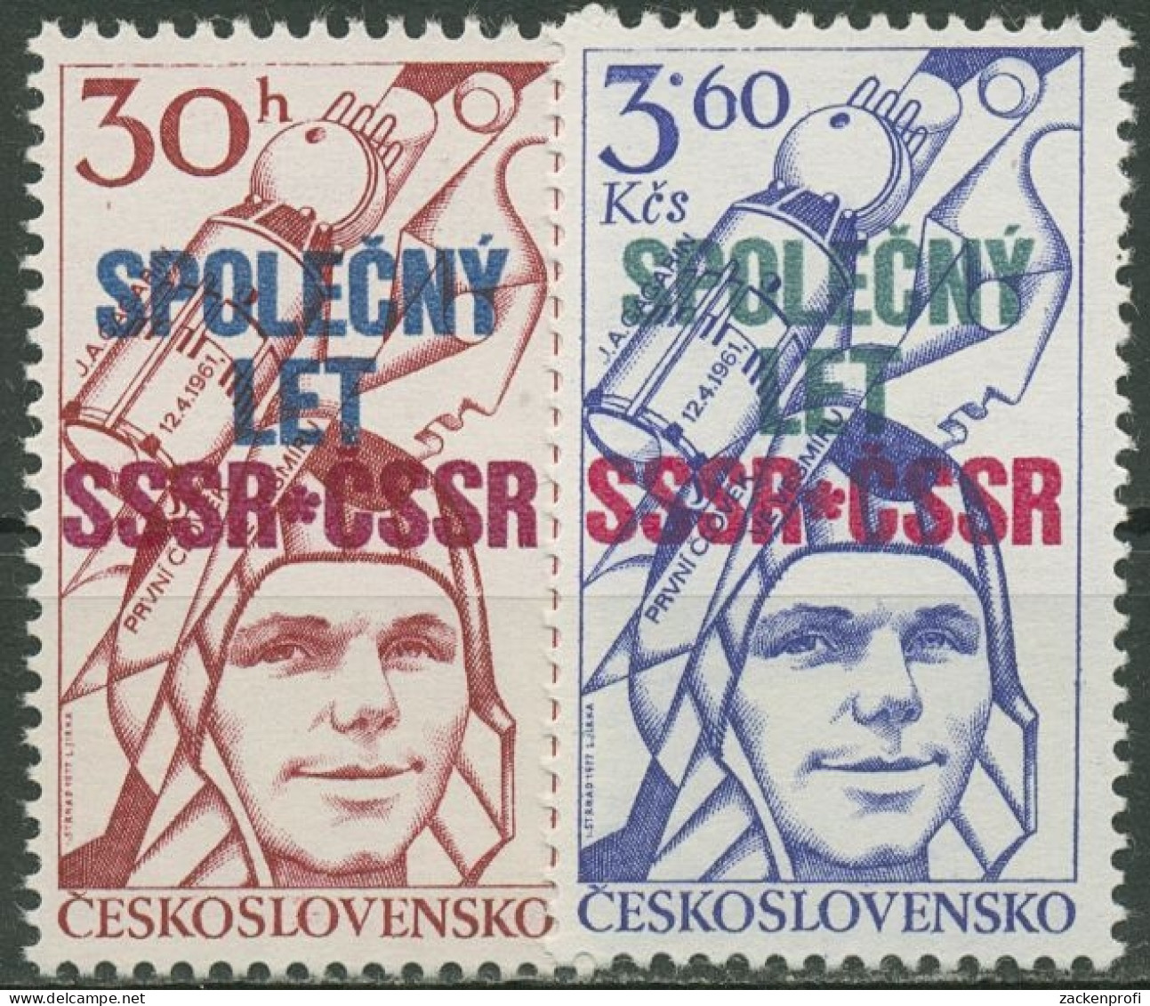 Tschechoslowakei 1978 Weltraumflug Juri Gagarin 2425/26 Postfrisch - Unused Stamps
