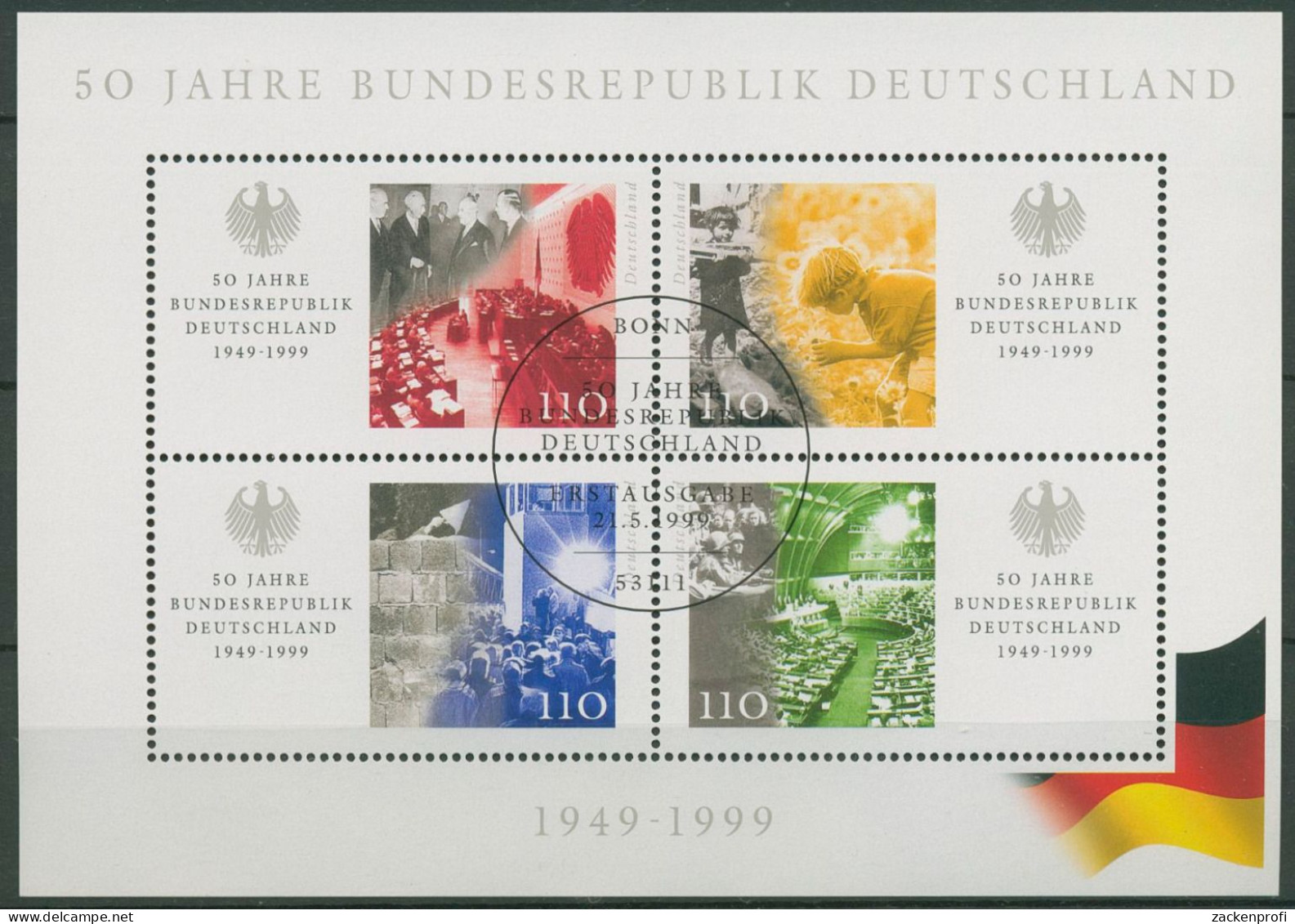 Bund 1999 50 J.Bundesrepublik Deutschland Block 49 ESST Bonn Gestempelt (C98793) - Sonstige & Ohne Zuordnung