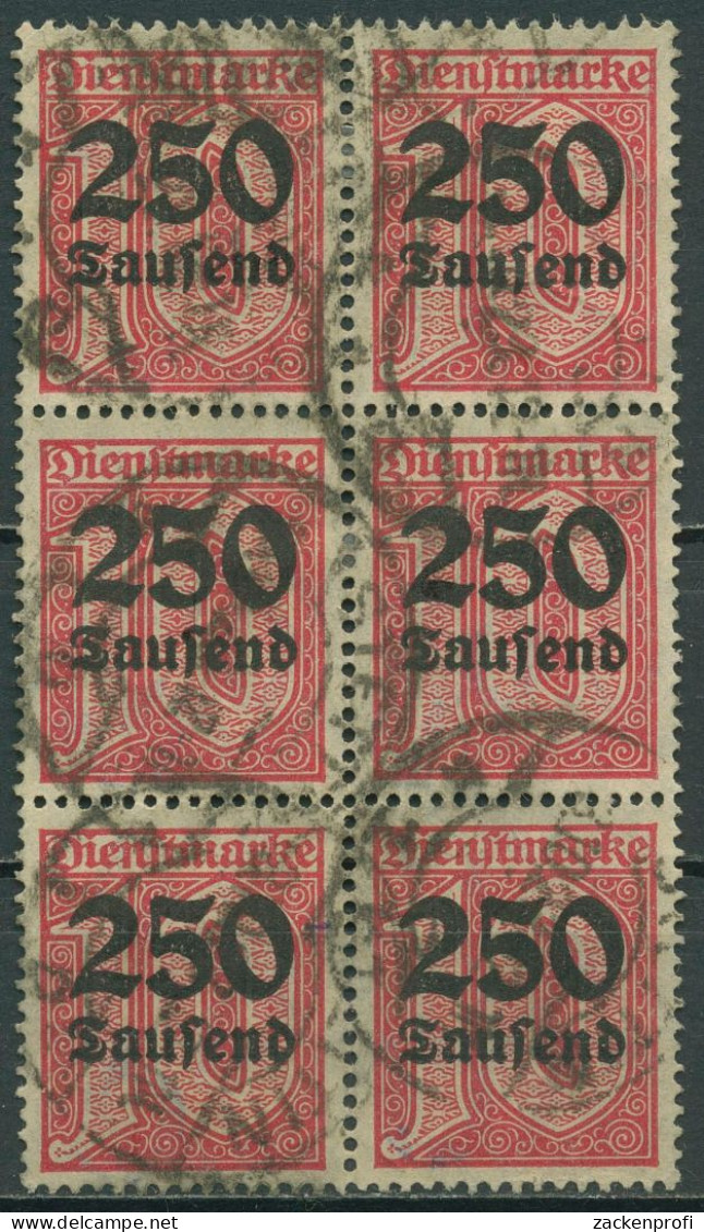 Deutsches Reich Dienst 1923 Mit Aufdruck D 93 6er-Block Gestempelt Geprüft - Dienstzegels