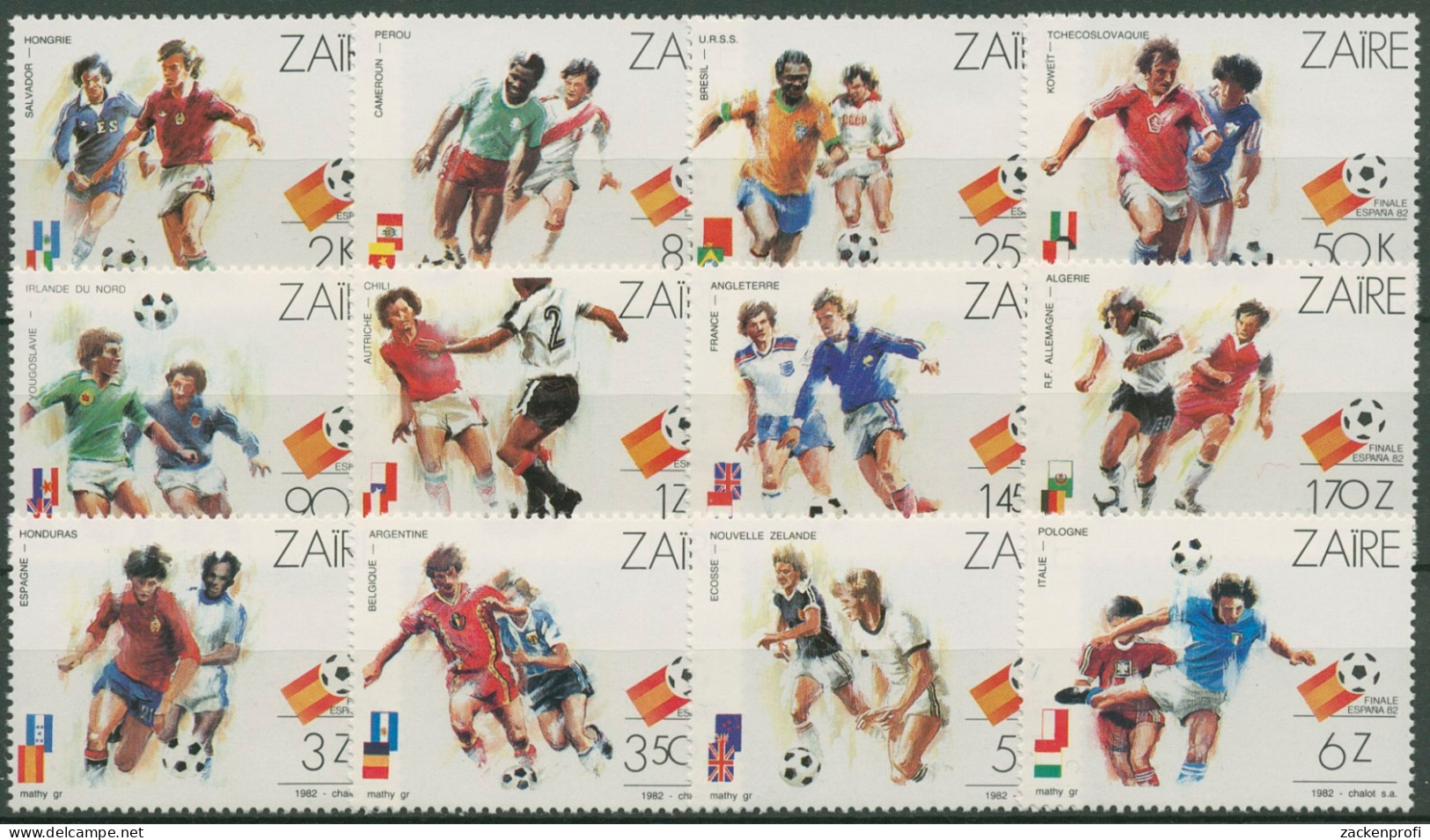 Kongo-Zaire 1982 Fußball-WM In Spanien 759/70 Postfrisch - Ongebruikt
