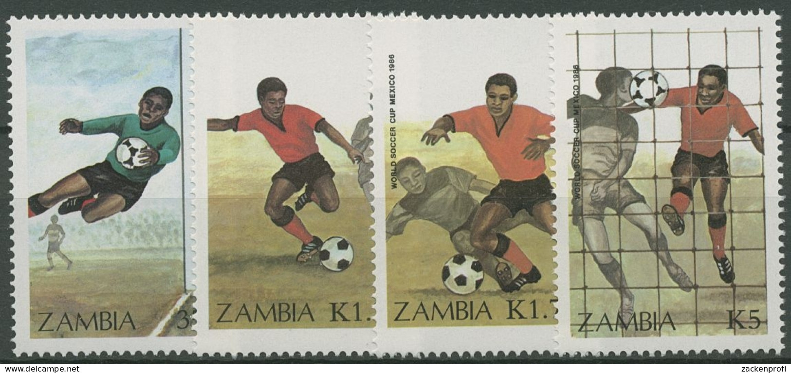 Sambia 1986 Fußball-WM In Mexiko Spielszenen 360/63 Postfrisch - Zambie (1965-...)