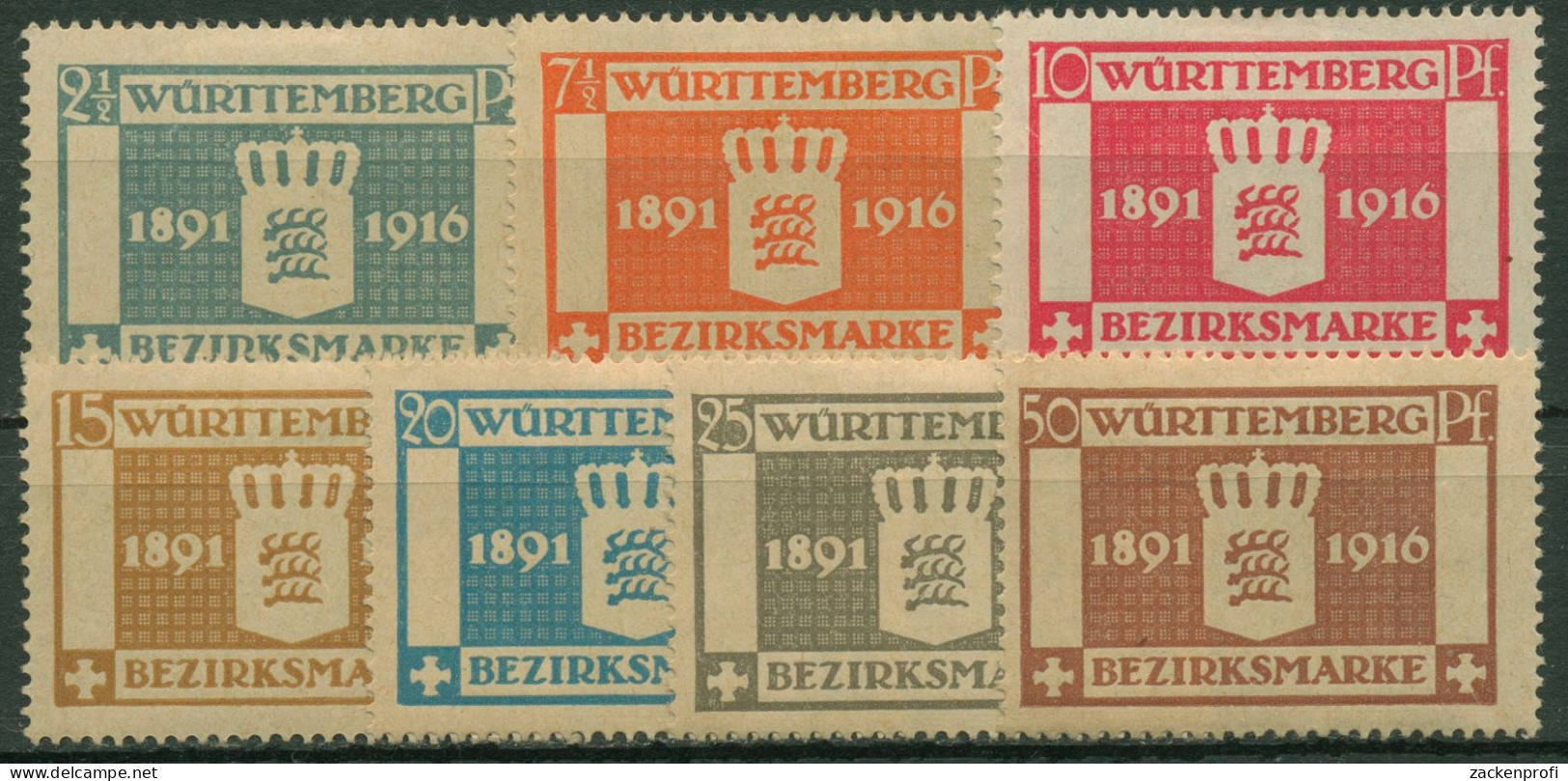 Württemberg Dienstmarken 1916 25 Jahre Regentschaft 123/29 Mit Falz - Mint