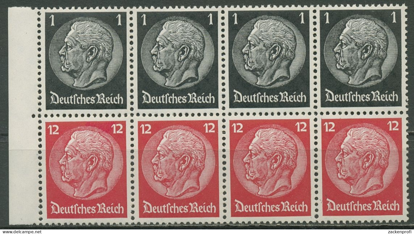Dt. Reich 1937/39 Markenheftchenblatt Hindenburg H-Blatt 90 B Postfrisch - Se-Tenant
