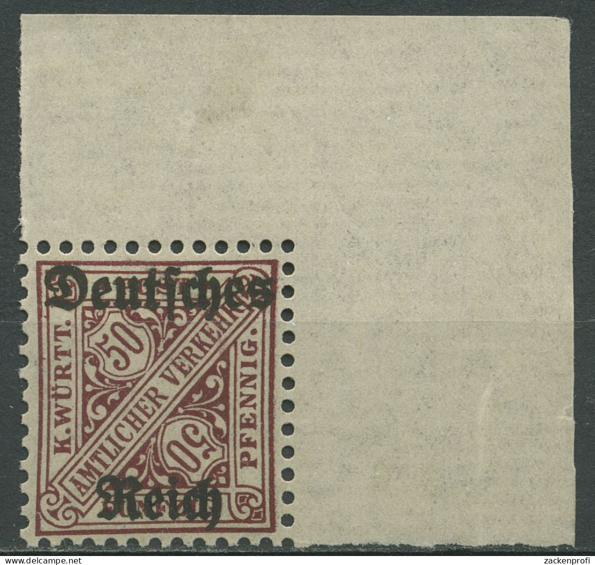 Dt. Reich Dienst 1920 Mit Aufdruck D 63 X Ecke 2 Postfrisch, Rand Gefalzt - Oficial