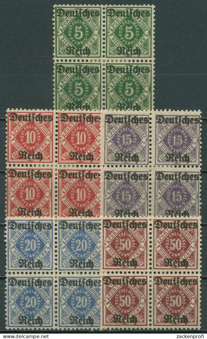 Dt. Reich Dienstmarken Württemberg Mit Aufdruck 1920 D 52/56 4er-Block Mit Falz - Dienstzegels