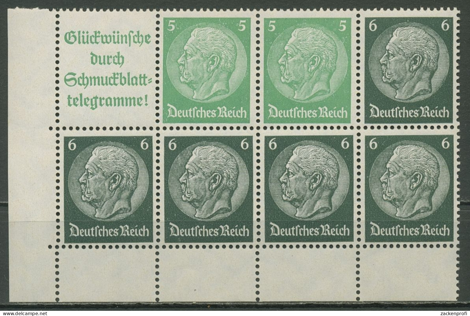 Dt. Reich 1940/41 Markenheftchenblatt Hindenburg H-Bl. 99.1 B UR Ecke Postfrisch - Zusammendrucke