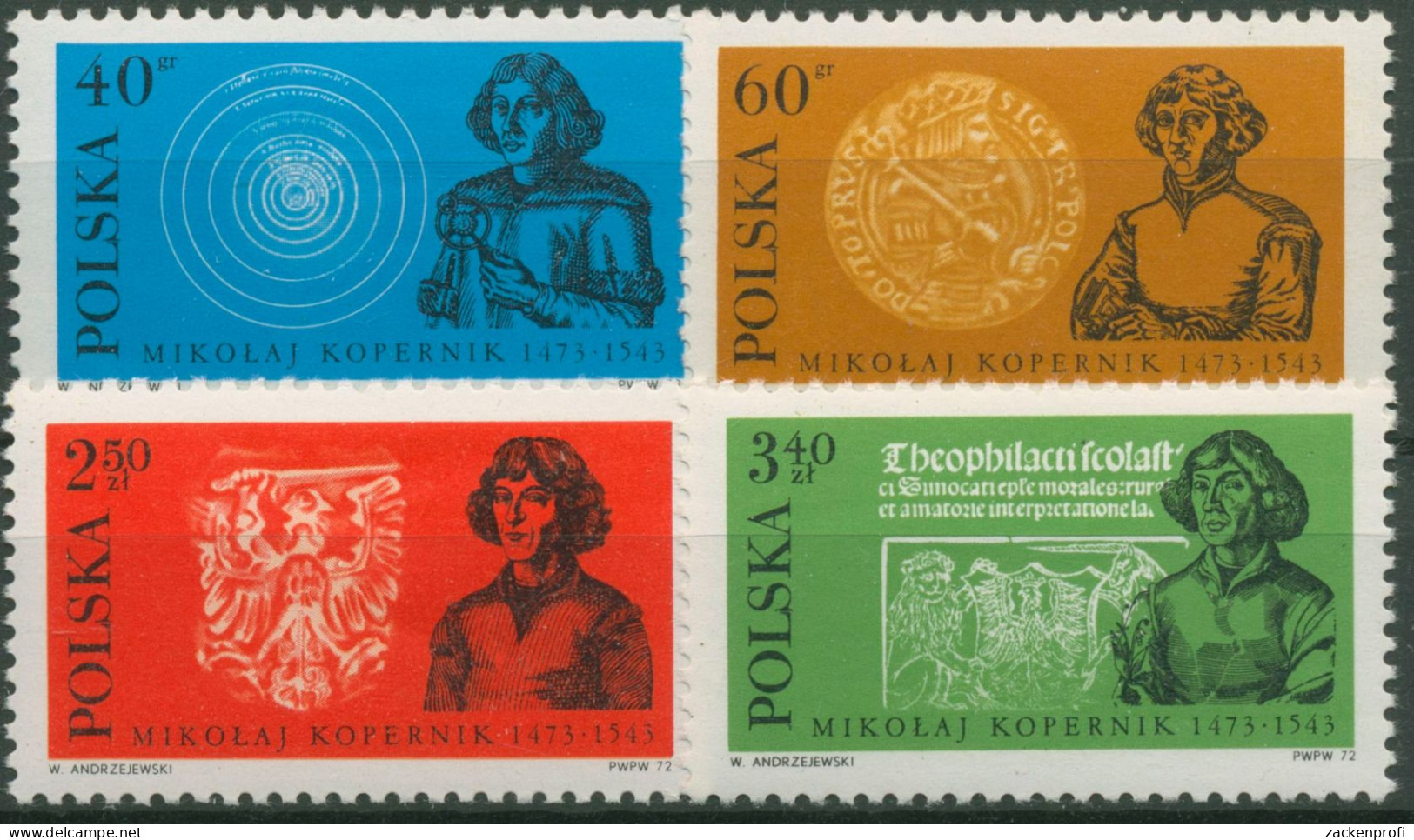 Polen 1972 Nikolaus Kopernikus 2182/85 Postfrisch - Unused Stamps