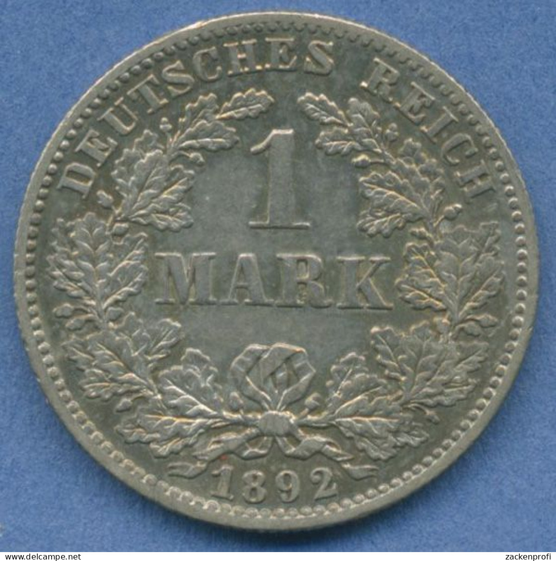 Deutsches Reich 1 Mark Kursmünze 1892 F, J 17 Vz (m5812) - 1 Mark