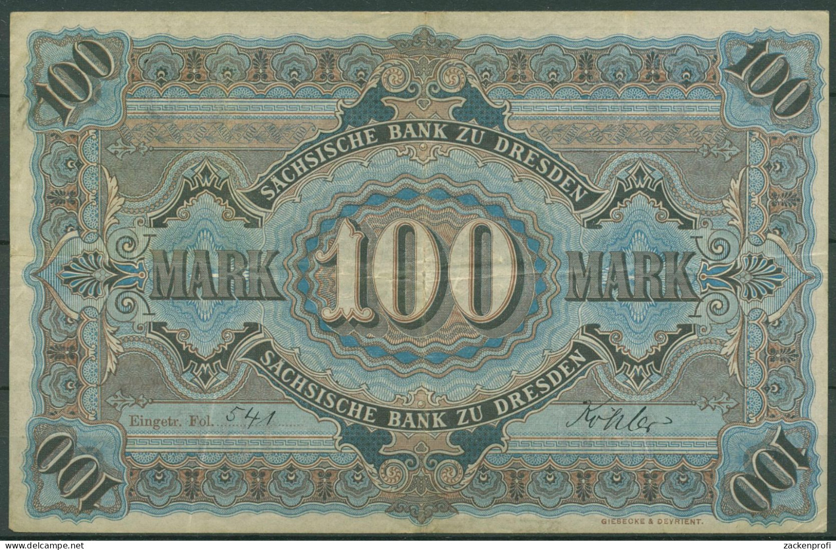 Sächsische Bank Zu Dresden 100 Mark 1911 Serie III, SAX-8a Gebraucht (K1581) - Andere & Zonder Classificatie