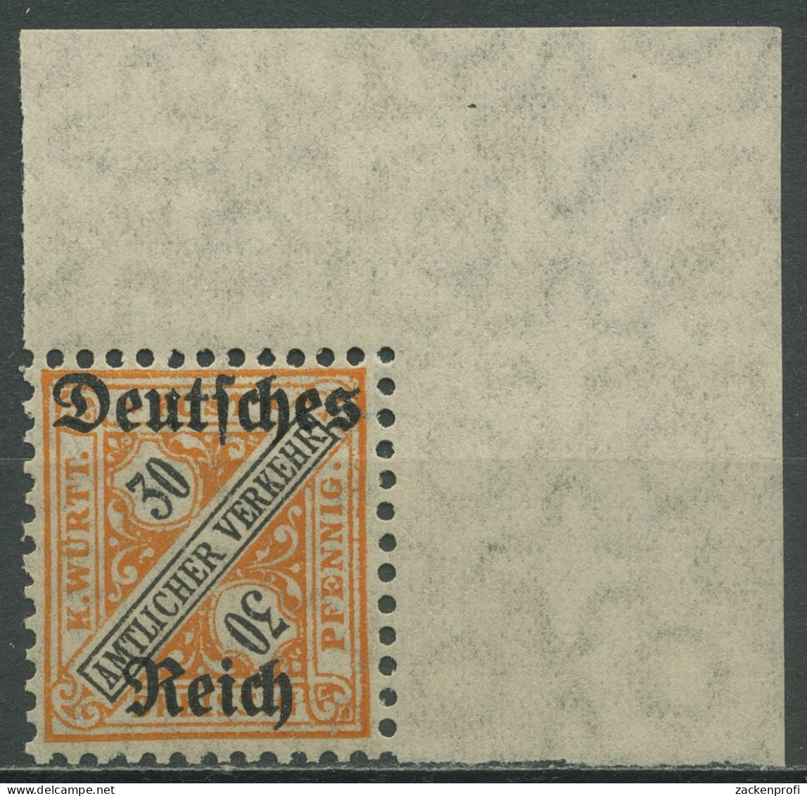 Dt. Reich Dienst 1920 Mit Aufdruck D 61 X Ecke 2 Postfrisch, Rand Gefalzt - Oficial