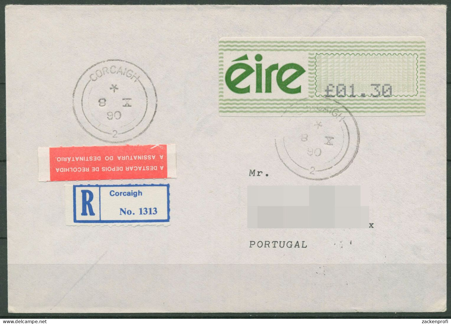 Irland ATM 1990 Einzelwert Ersttagsbrief R-Brief ATM 3 FDC (X80303) - Vignettes D'affranchissement (Frama)