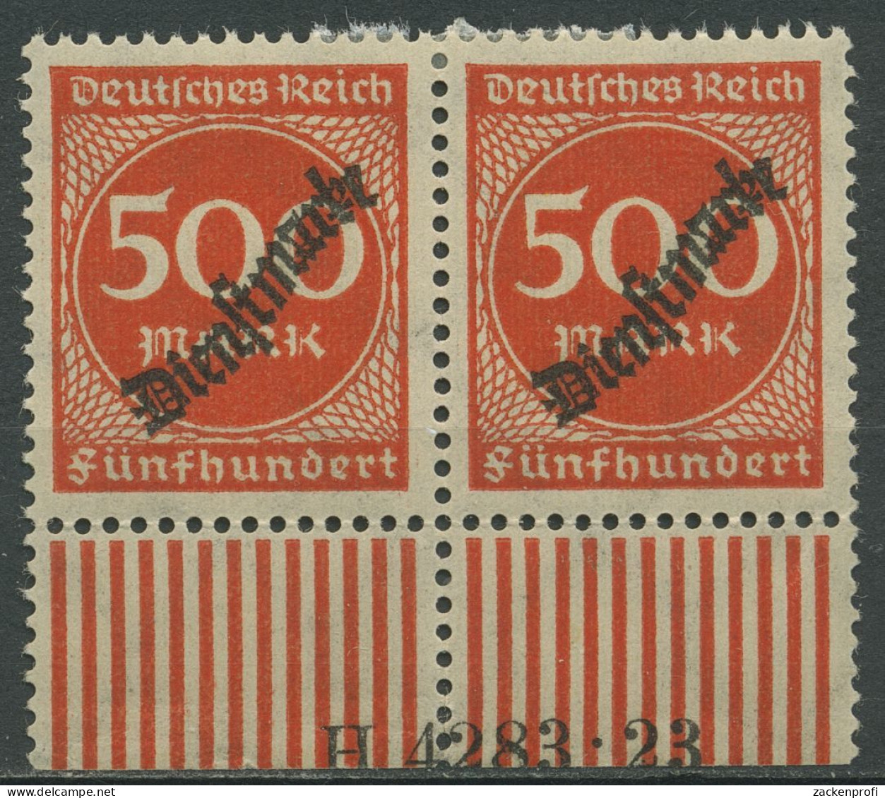 Deutsches Reich Dienstmarke 1923 Hausauftrags-Nr. D 81 HAN 4283.23 Mit Falz - Service