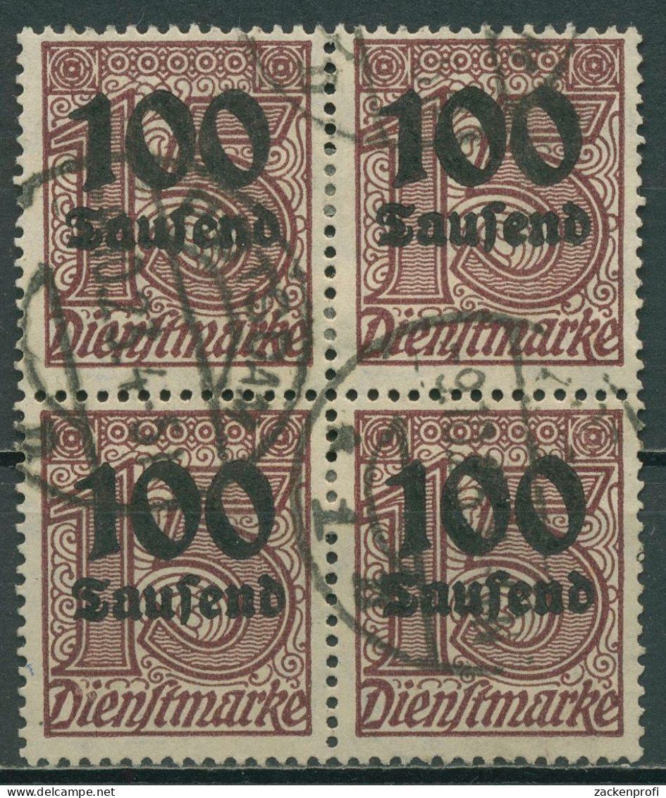 Deutsches Reich Dienstmarken 1923 Mit Aufdruck D 92 4er-Block Gestempelt Geprüft - Dienstmarken