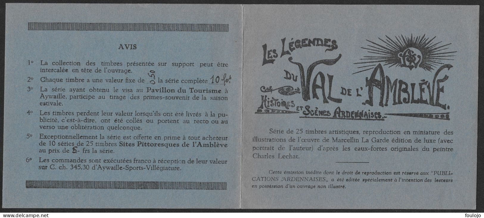 Carnet Avec 10 Vignettes "Les Légendes Du Val De L'Amblève" Histoires Et Scènes Ardennaises (lot 444) - Erinnophilie - Reklamemarken [E]