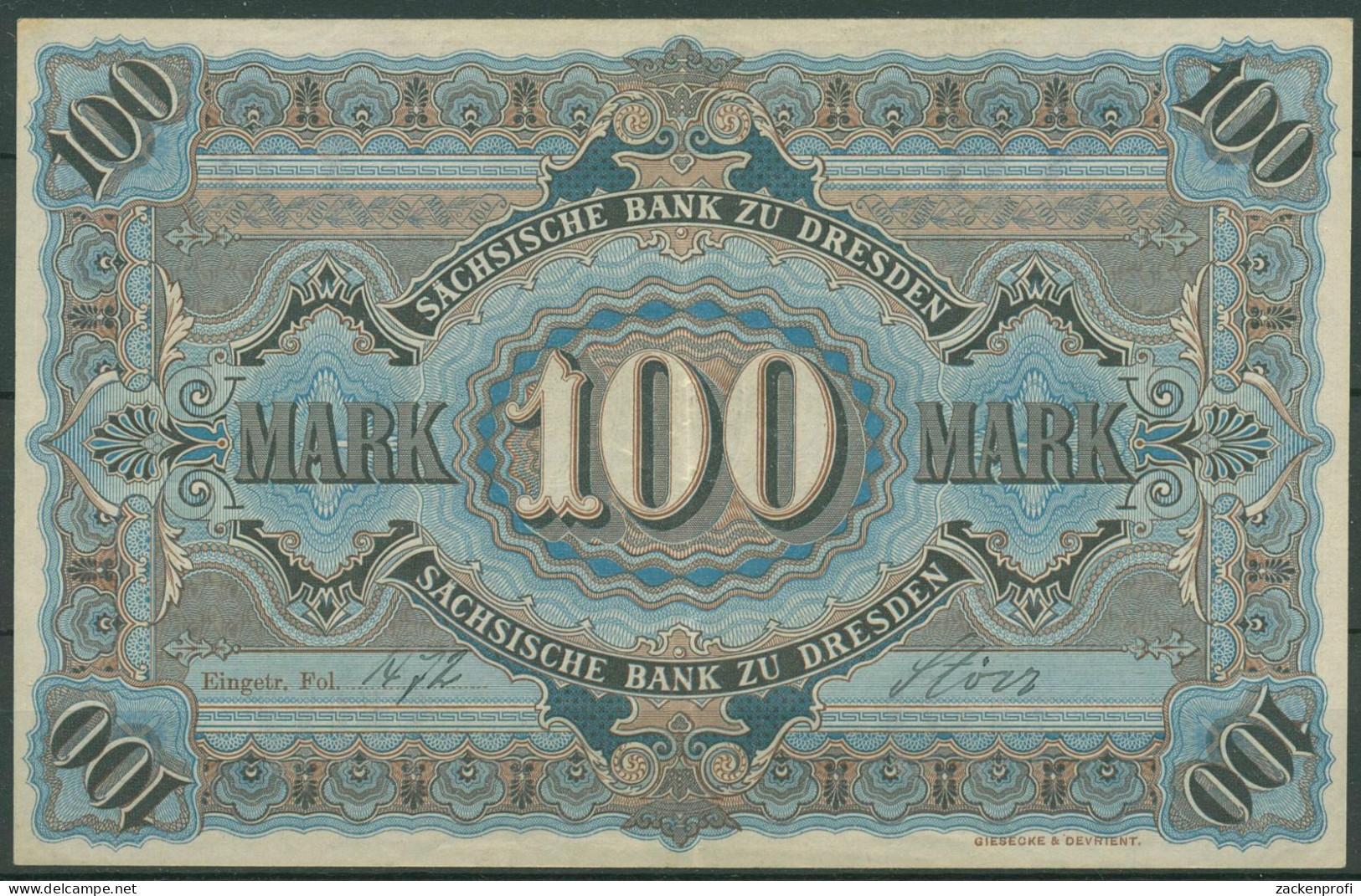 Sächsische Bank Dresden 100 Mark 1911 Serie VI, SAX-8a Leicht Gebraucht (K1583) - Andere & Zonder Classificatie