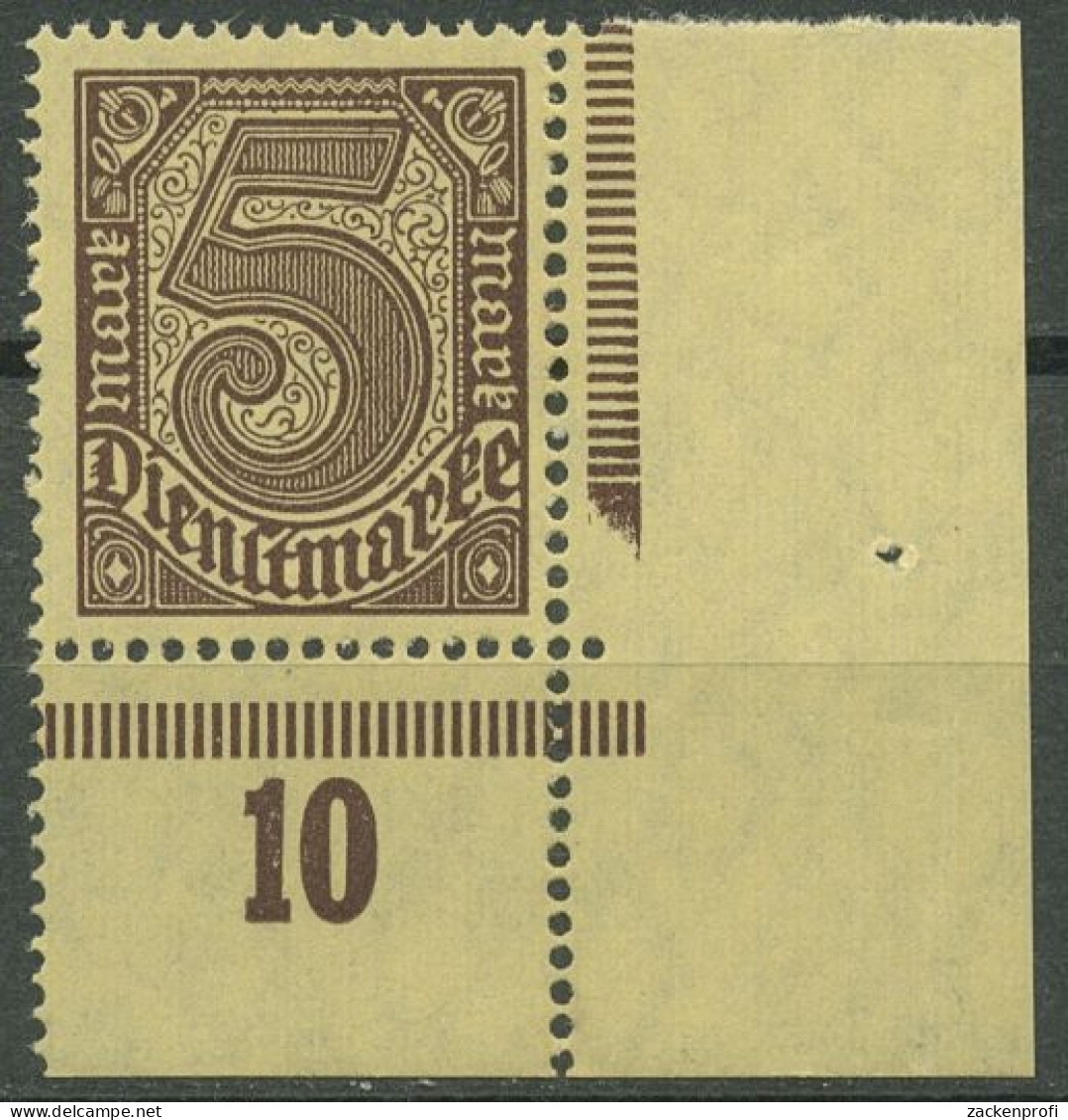 Deutsches Reich Dienstmarke 1920 Plattendruck D 33 A P UR Ecke 4 Postfrisch - Dienstzegels
