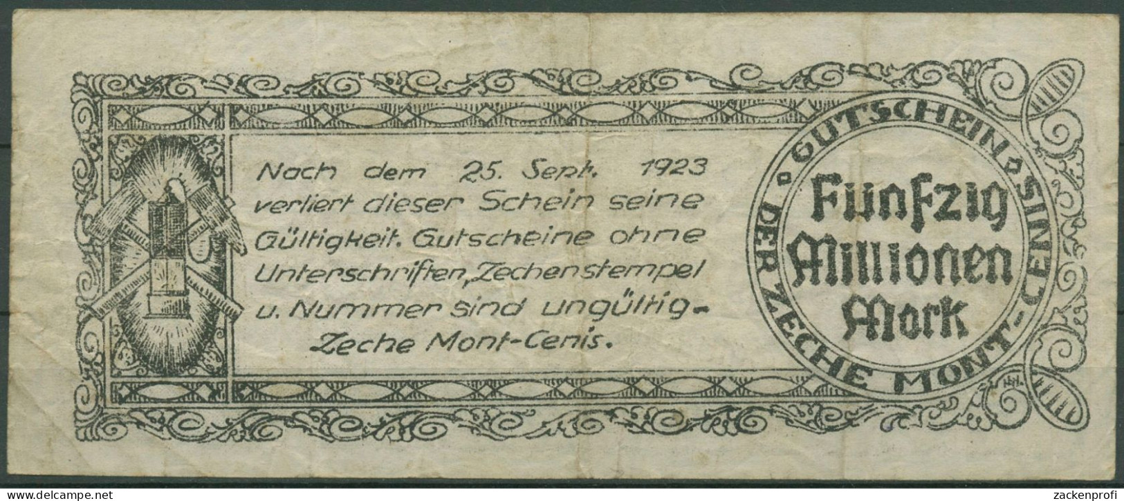 Sodingen Zeche Mont-Cenis 100 Mio Mark 1923, Keller 4803 K, Gebraucht (K1617) - Andere & Zonder Classificatie