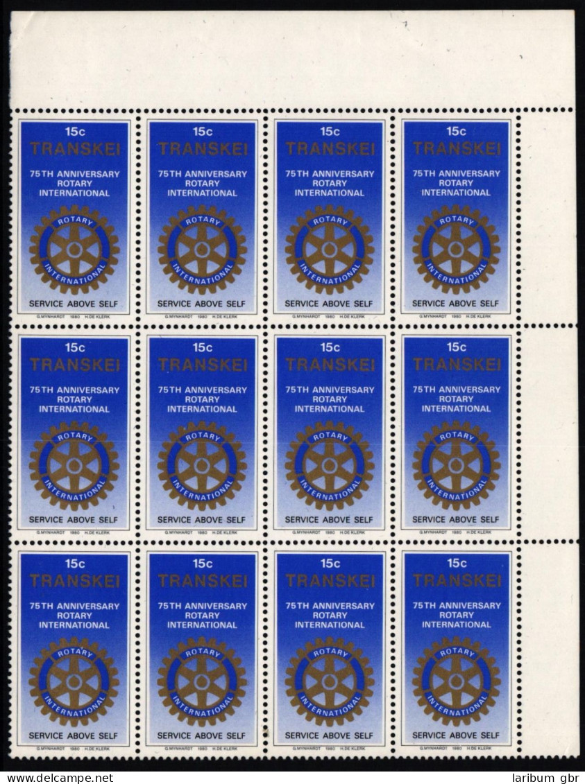 Transkei 70 Postfrisch 12er Bogenteil, Rotary Club #ND168 - Transkei