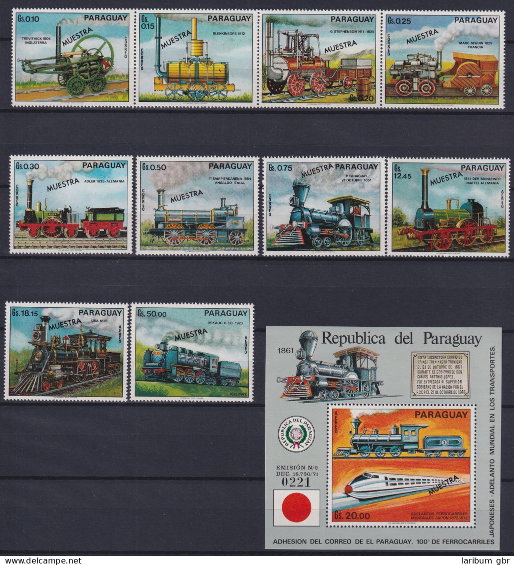 Paraguay Block 176 + 2254-2263 Postfrisch Lokomotiven, Muster #ND240 - Paraguay