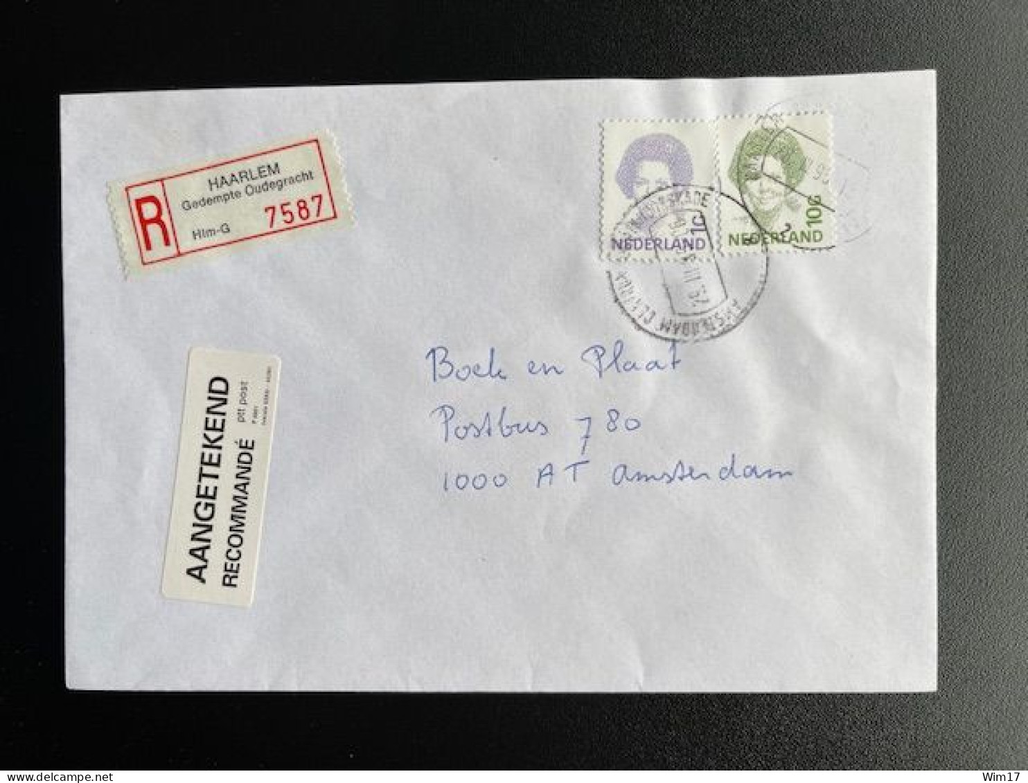 NETHERLANDS 1995 REGISTERED LETTER HAARLEM GEDEMPTE OUDEGRACHT TO AMSTERDAM 29-03-1995 NEDERLAND AANGETEKEND - Briefe U. Dokumente