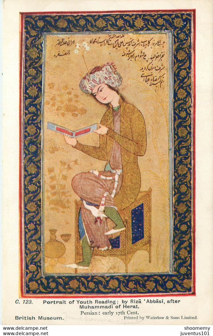 CPA British Museum-Persian-Portrait Of Youth Reading By Rita Abbasi          L1844 - Malerei & Gemälde