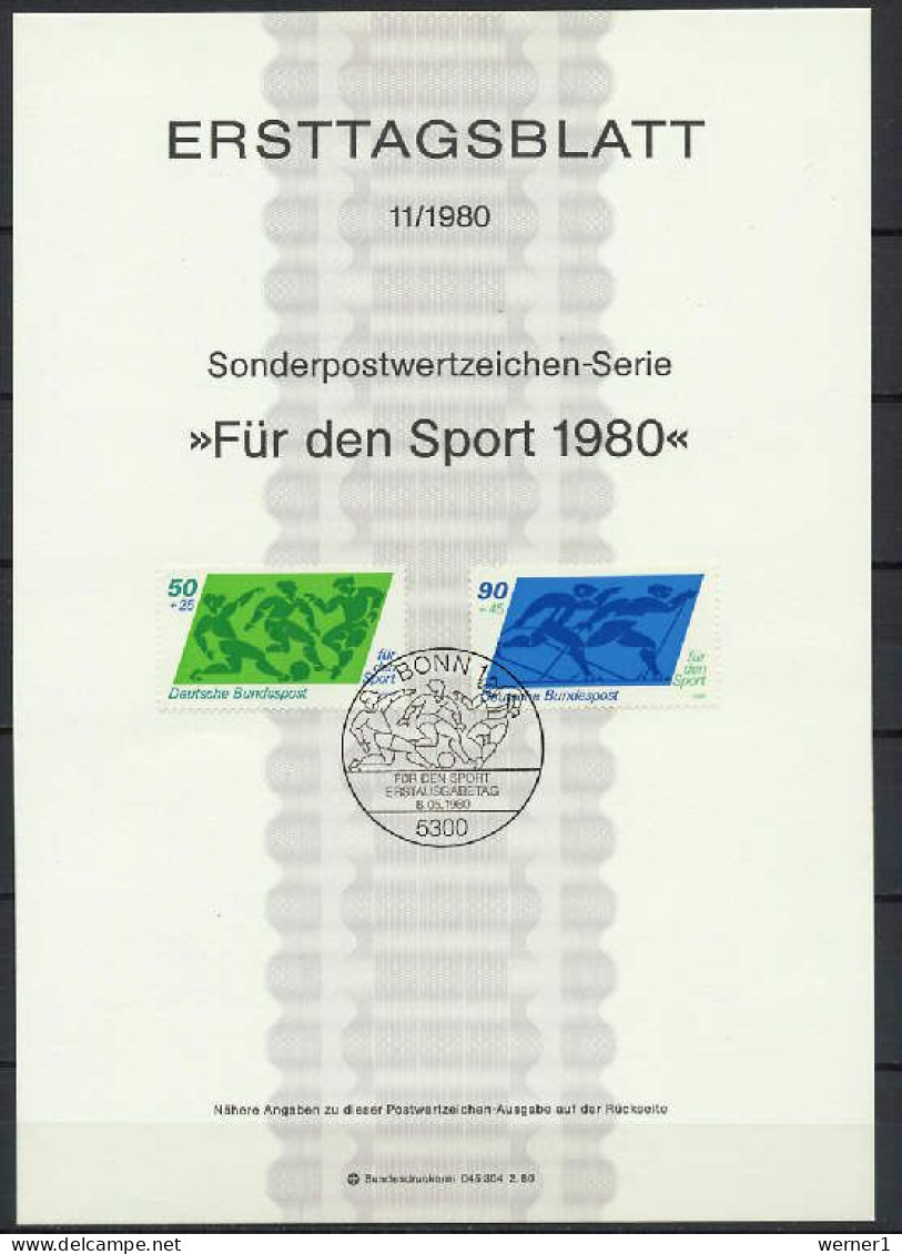 Germany 1980 Football Soccer, Sport 2 Stamps On First Day Print - Covers & Documents