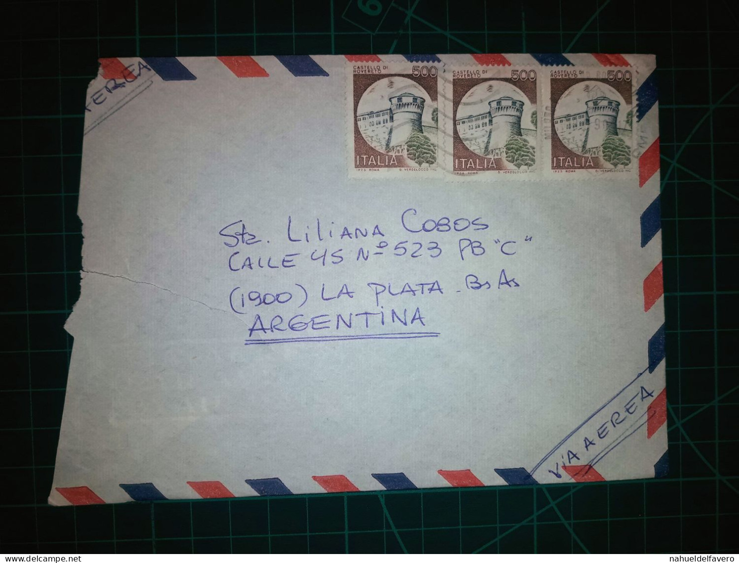 ITALIE, Enveloppe Aereo Circulée Par Avion Vers La République Argentine Avec Une Belle Variété De Timbres-poste (château - Luchtpost