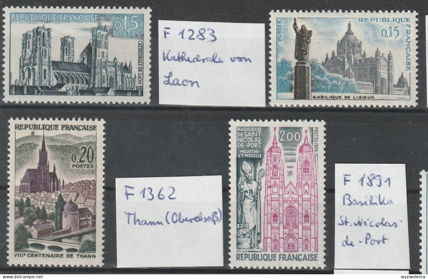 N 1106) Frankreich Mi# 1283 Laon, 1320 Lieux, 1362 Thann, 1891 Nicolas-du-Port ** - Unused Stamps