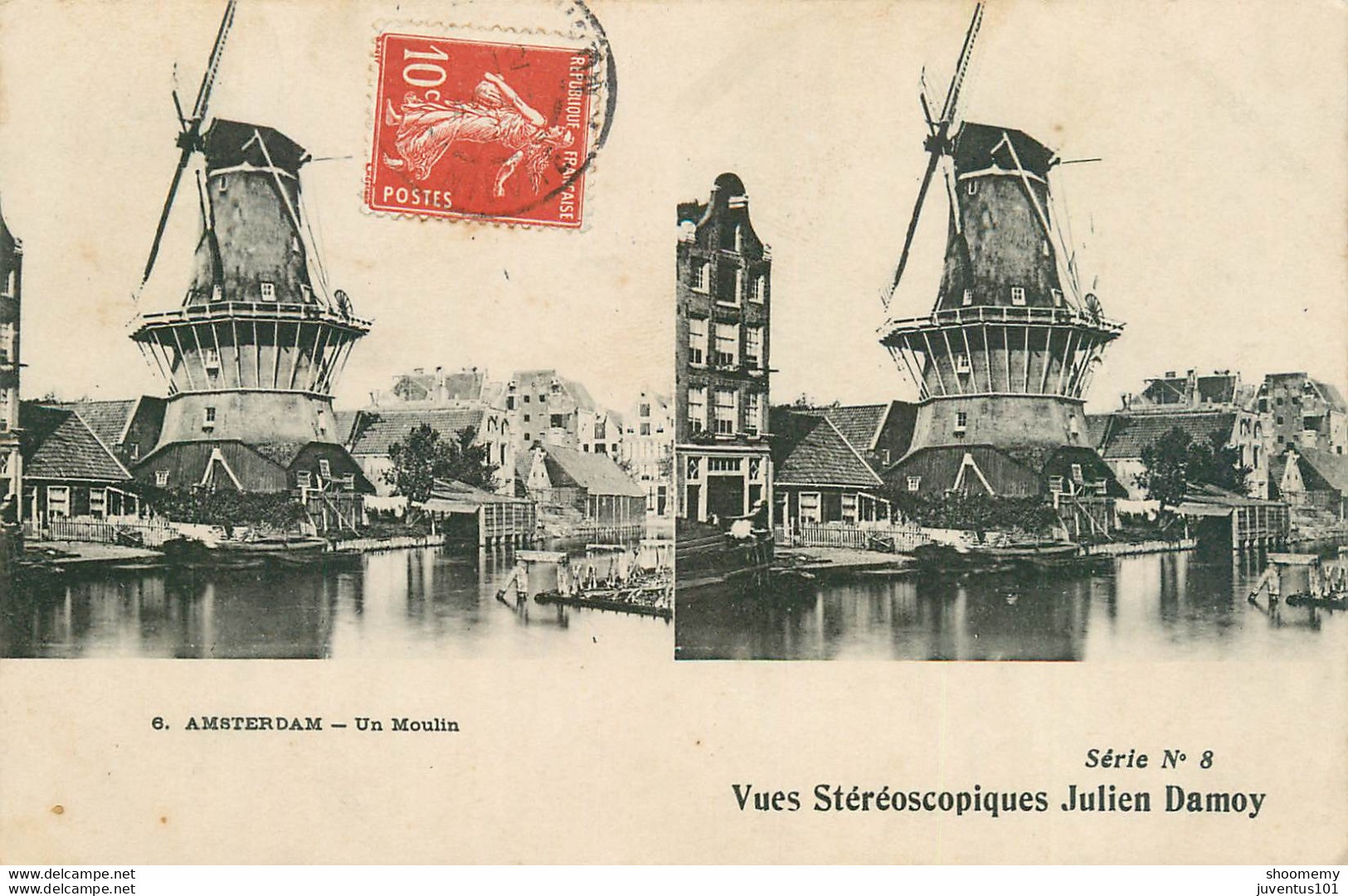 CPA Vues Stéréoscopiques Damoy-Amsterdam-Un Moulin-Timbre      L2092 - Amsterdam