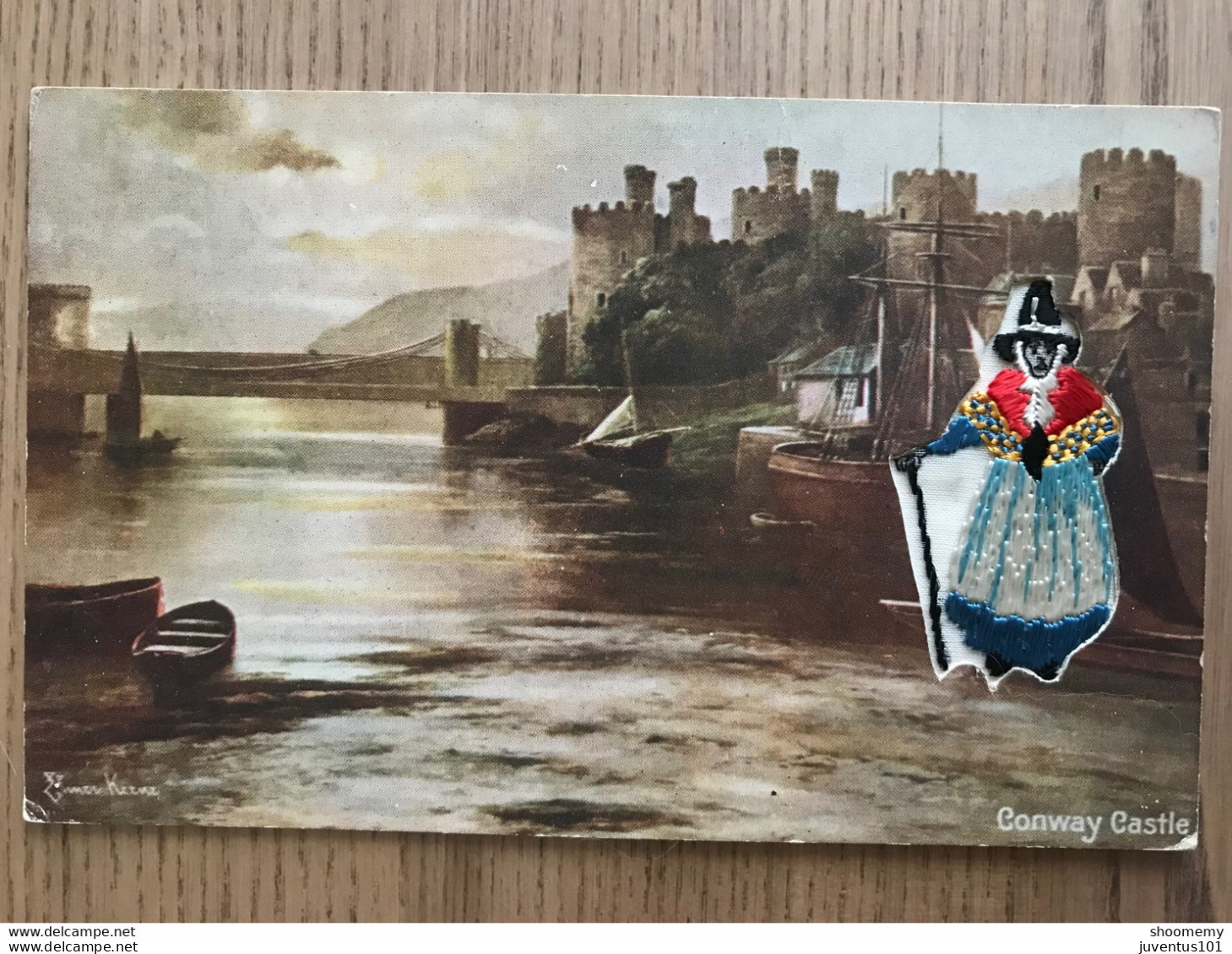 CPA Conway Castle-carte à Système-Broderie - Other & Unclassified