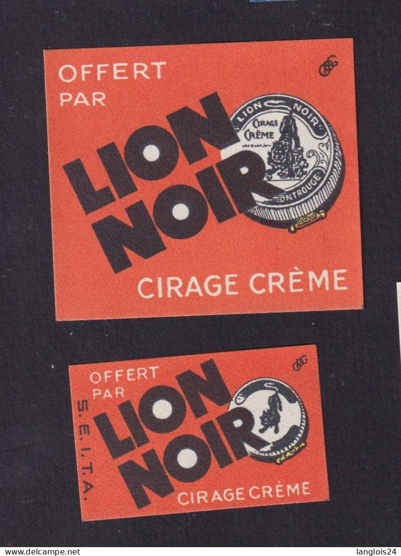 2 Ancienne Petite étiquette  Allumettes France  Belgique Cirage Lion Noir Années 30 - Cajas De Cerillas - Etiquetas