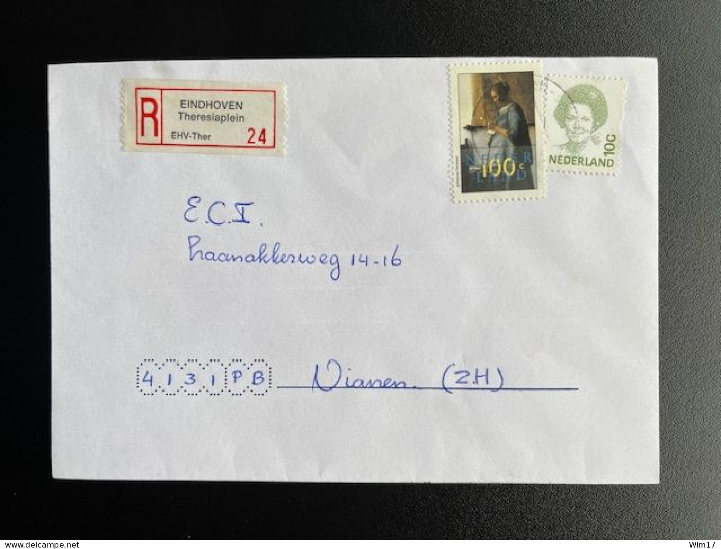 NETHERLANDS 1996? REGISTERED LETTER EINDHOVEN THERESIAPLEIN TO VIANEN NEDERLAND AANGETEKEND - Covers & Documents