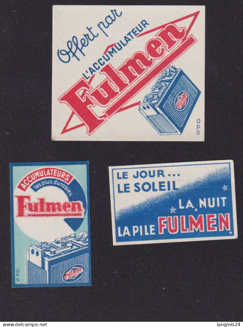 3 Ancienne Petite étiquette  Allumettes France  Belgique   BAtterie Fulmen Années 30 - Matchbox Labels