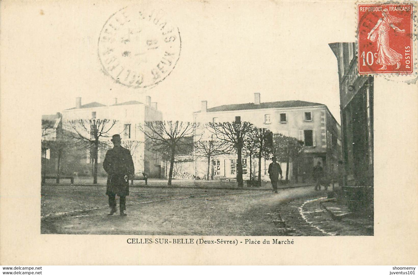 CPA Celles Sur Belle-Place Du Marché-Timbre    L1286 - Celles-sur-Belle