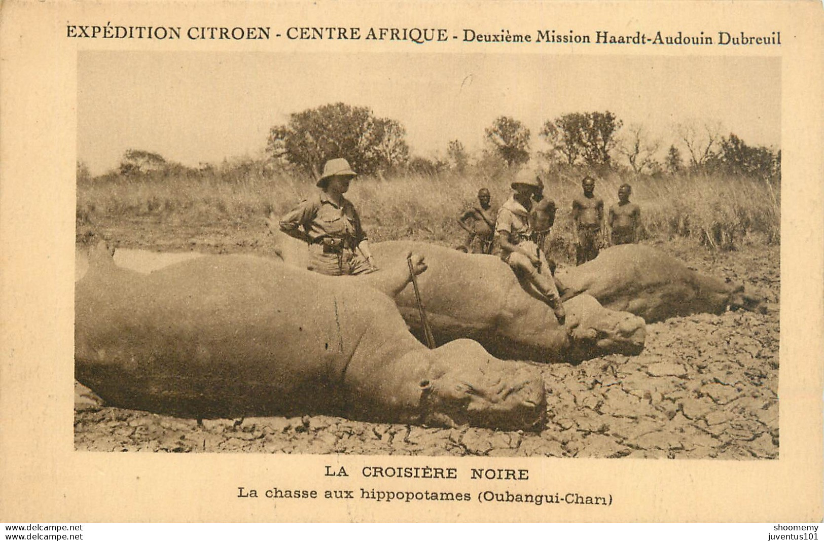 CPA Expédition Citroën-Centrafrique-La Croisière Noire-La Chasse Aux Hippotames      L2235 - Centraal-Afrikaanse Republiek