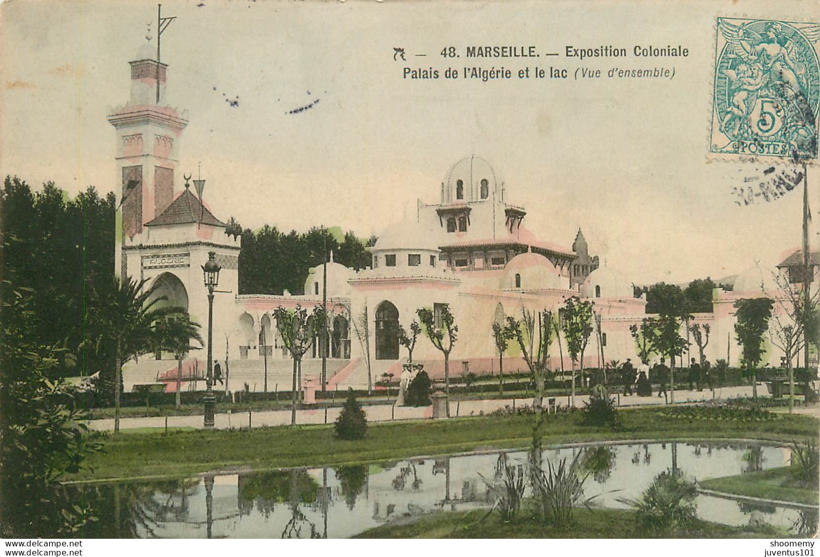 CPA Marseille-Exposition Coloniale-Palais De L'Algérie Et Le Lac-48-Timbre      L2174 - Expositions Coloniales 1906 - 1922
