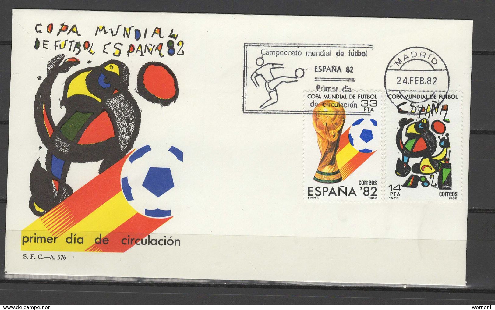 Spain 1982 Football Soccer World Cup Set Of 2 On FDC - 1982 – Spain