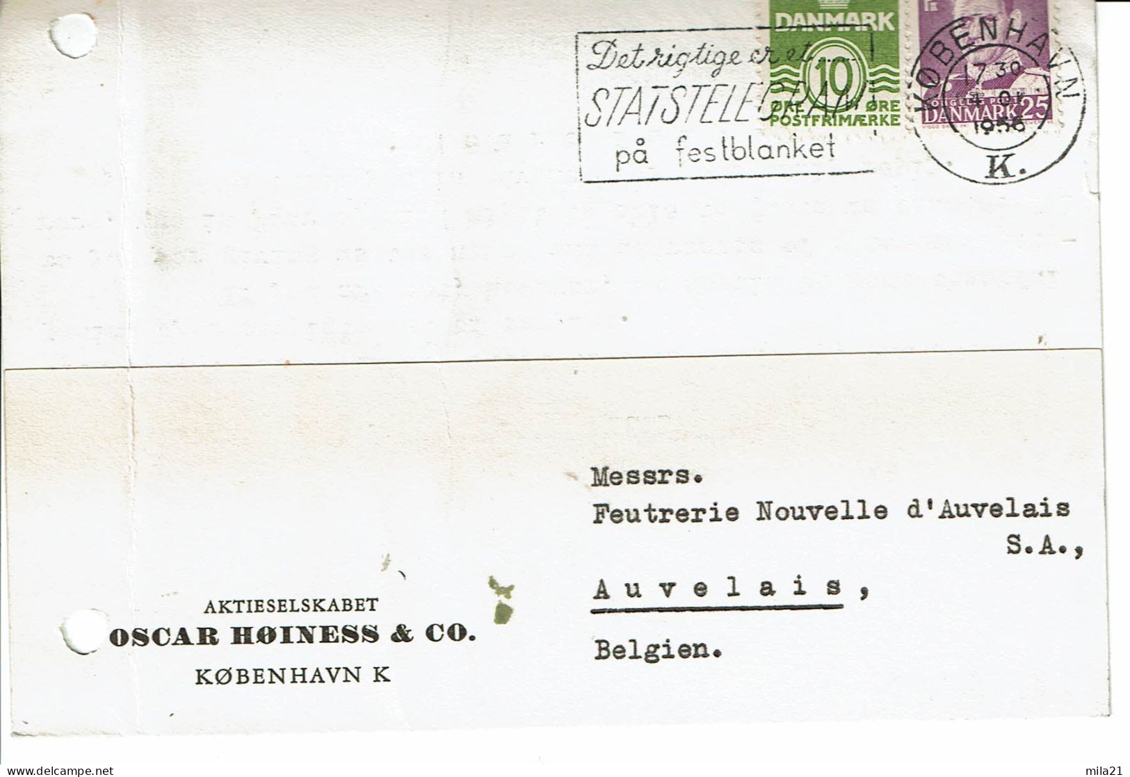 DANMARK  Carte Postal D'entreprise - Brieven En Documenten