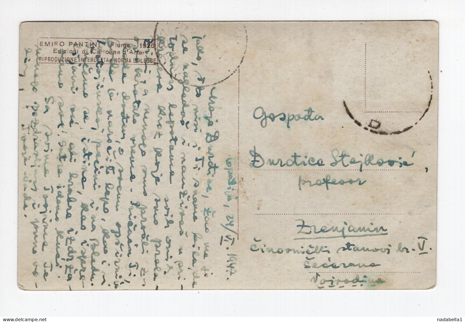 1947. YUGOSLAVIA,CROATIA,ABBAZIA,OPATIJA,1926. ITALIAN ISSUE POSTCARD,USED TO ZRENJANIN - Jugoslawien