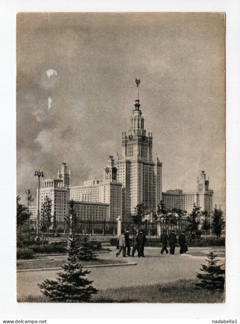 1956. RUSSIA,MOSCOW,AIR MAIL POSTCARD,LOMONOSOV UNIVERSITY,USED TO YUGOSLAVIA - Russia