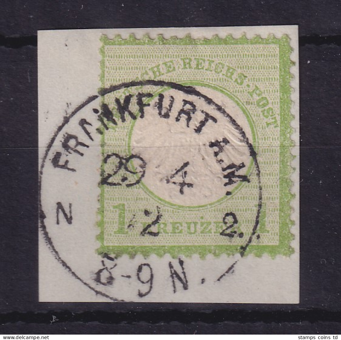 Dt. Reich 1872 Kl. Brustschild 1 Kr  Mi.-Nr. 7 O FRANKFURT A.M. Auf Briefstück - Gebraucht