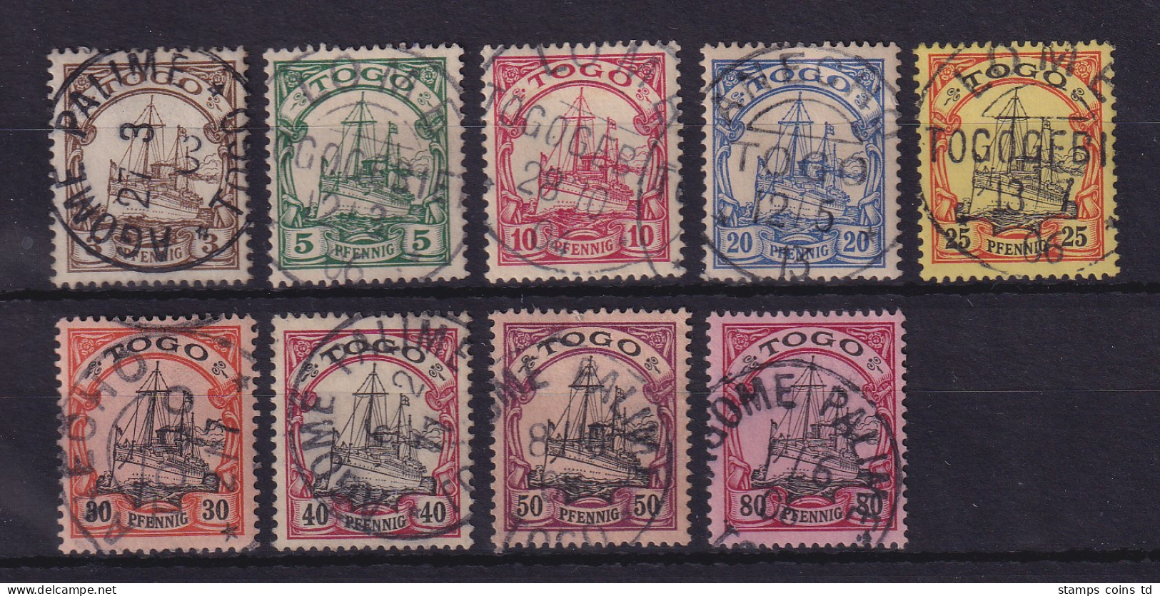 Deutsche Kolonien Togo 1900 Pfennig-Werte Mi.-Nr. 7-15 Gestempelt - Togo