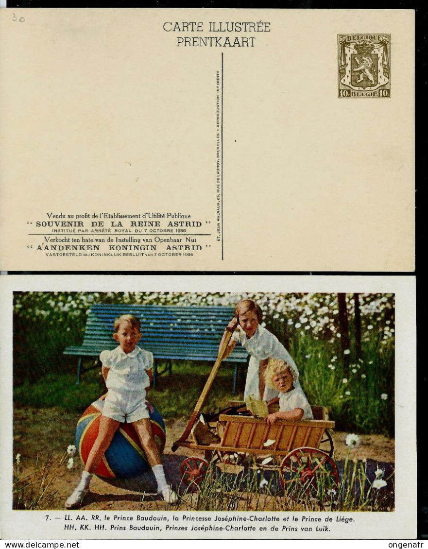 Carte Illustrée Neuve N° 30. Vue 7 ( Prince Baudouin - Princesse Joséphine-Charlotte - Prince De Liège ) - Postcards 1934-1951