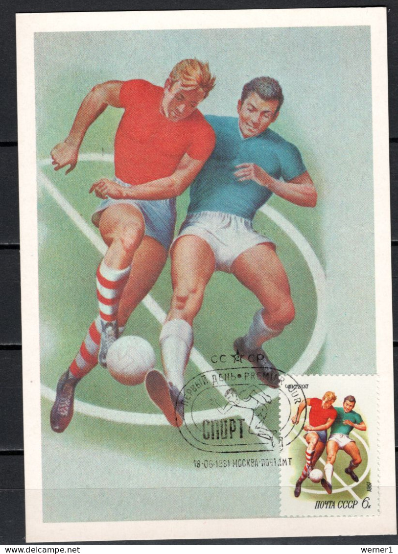 USSR Russia 1981 Football Soccer Stamp On Maximumcard - Brieven En Documenten