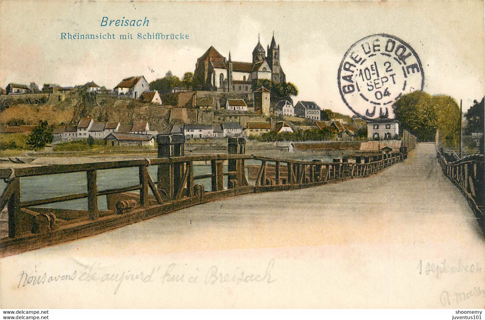 CPA Breisach-Rheinansicht Mit Schiffbrücke-Timbre    L1276 - Breisach