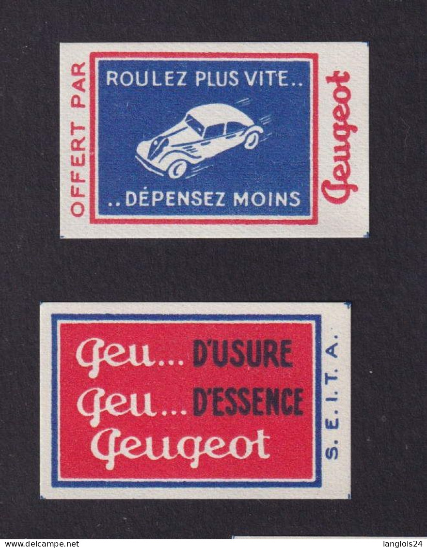 2 Ancienne  Petite étiquette  Allumettes France  Belgique Peugeot Années 30   Deux - Zündholzschachteletiketten