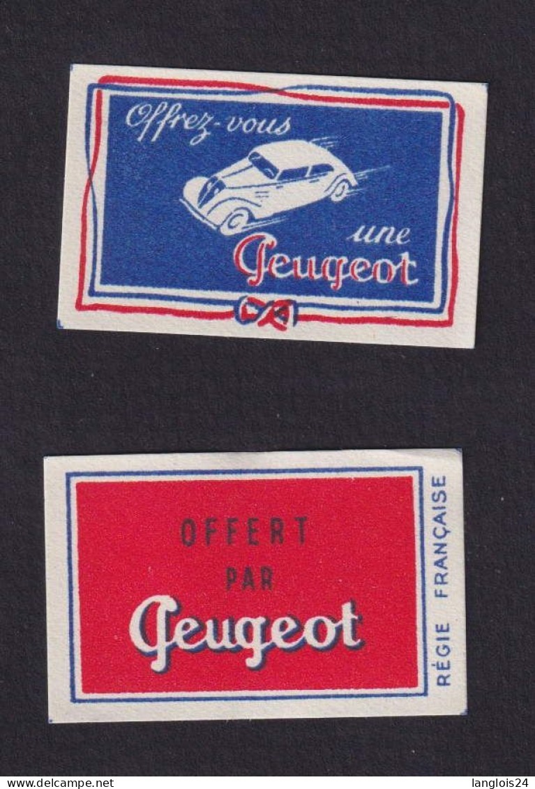 2 Ancienne  Petite étiquette  Allumettes France  Belgique Peugeot Années 30   Deux - Matchbox Labels