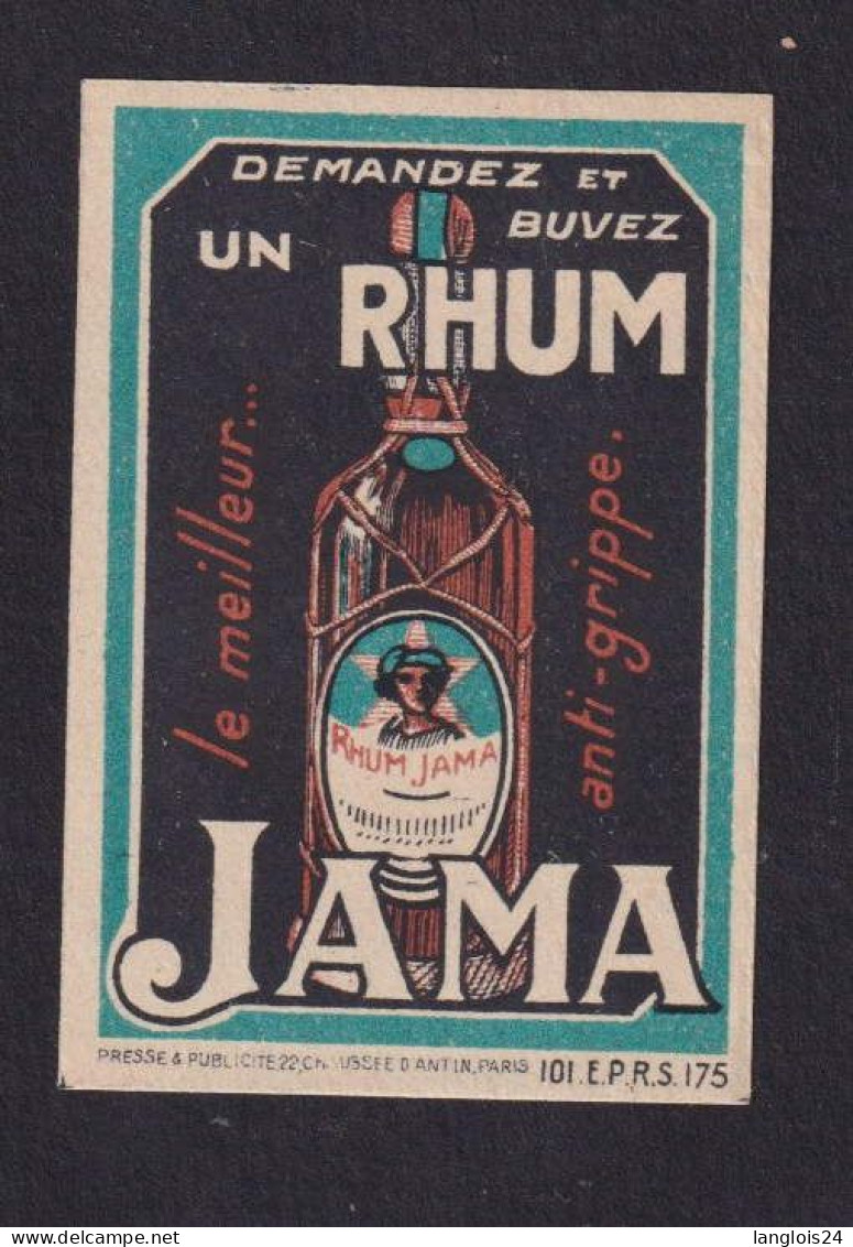 Ancienne   étiquette  Allumettes France   Rhum Jama Femme Années 30 - Boites D'allumettes - Etiquettes