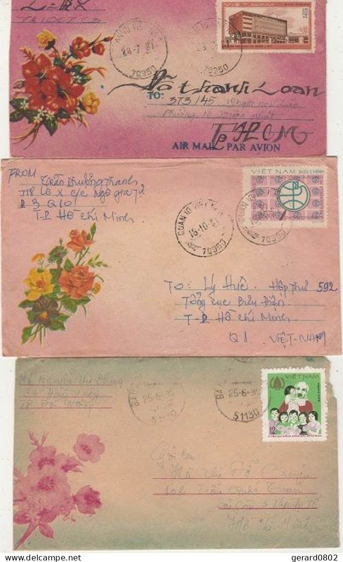 VIETNAM - Lot De 5 Lettres Illustrées - L2 - Viêt-Nam