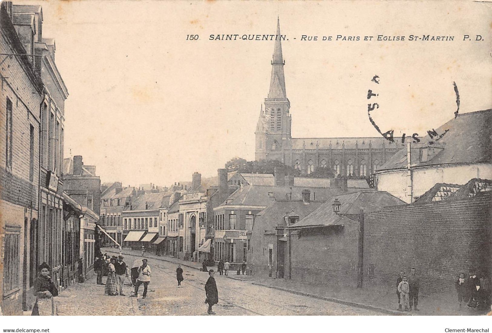 SAINT QUENTIN - Rue De Paris Et Eglise Saint Martin - Très Bon état - Saint Quentin